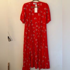 Faithfull Red Floral Wrap Dress